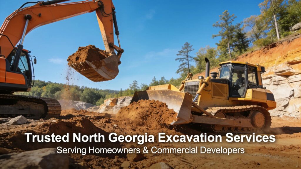Excavation site in North Georgia featuring heavy machinery at work