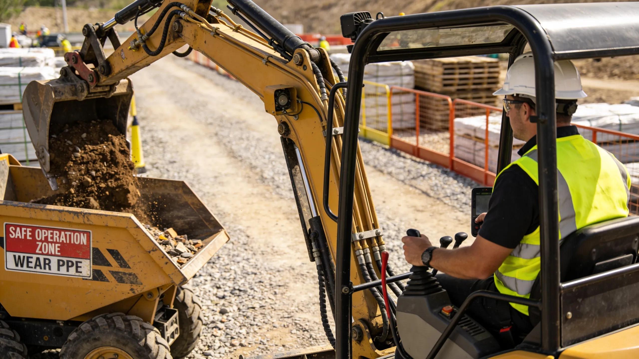 Skilled operators managing excavation equipment on a construction site