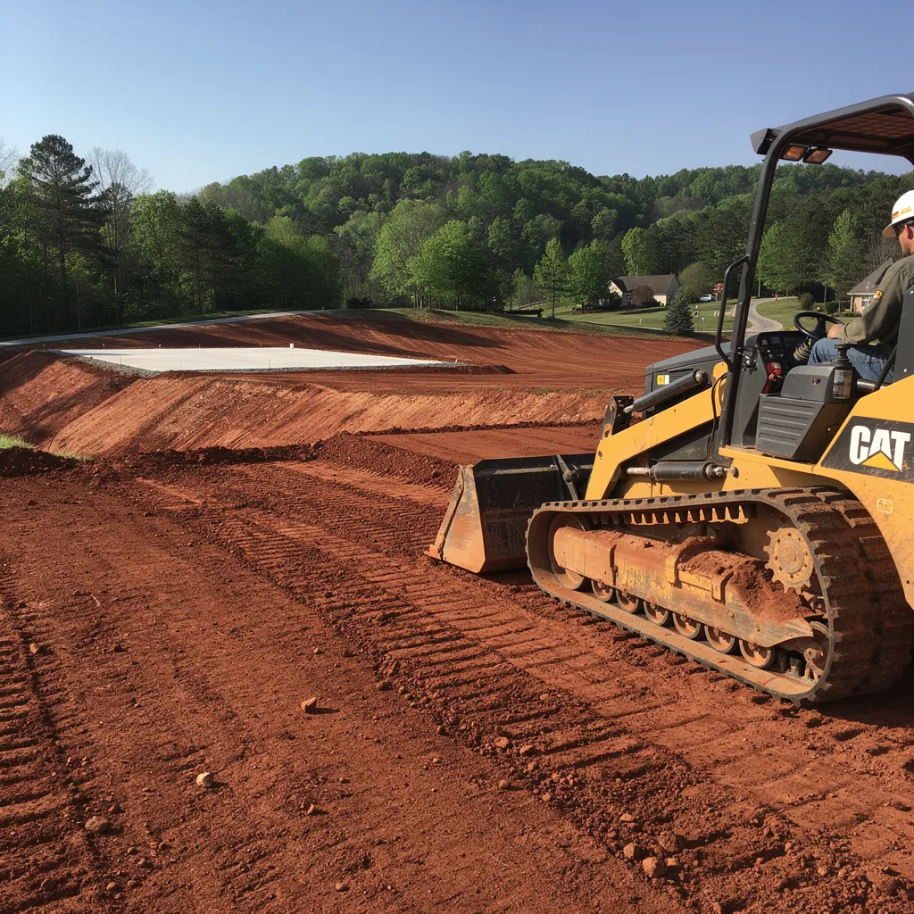 Stewart Brothers Grading provides land grading and leveling services for residential properties.; Site preparation