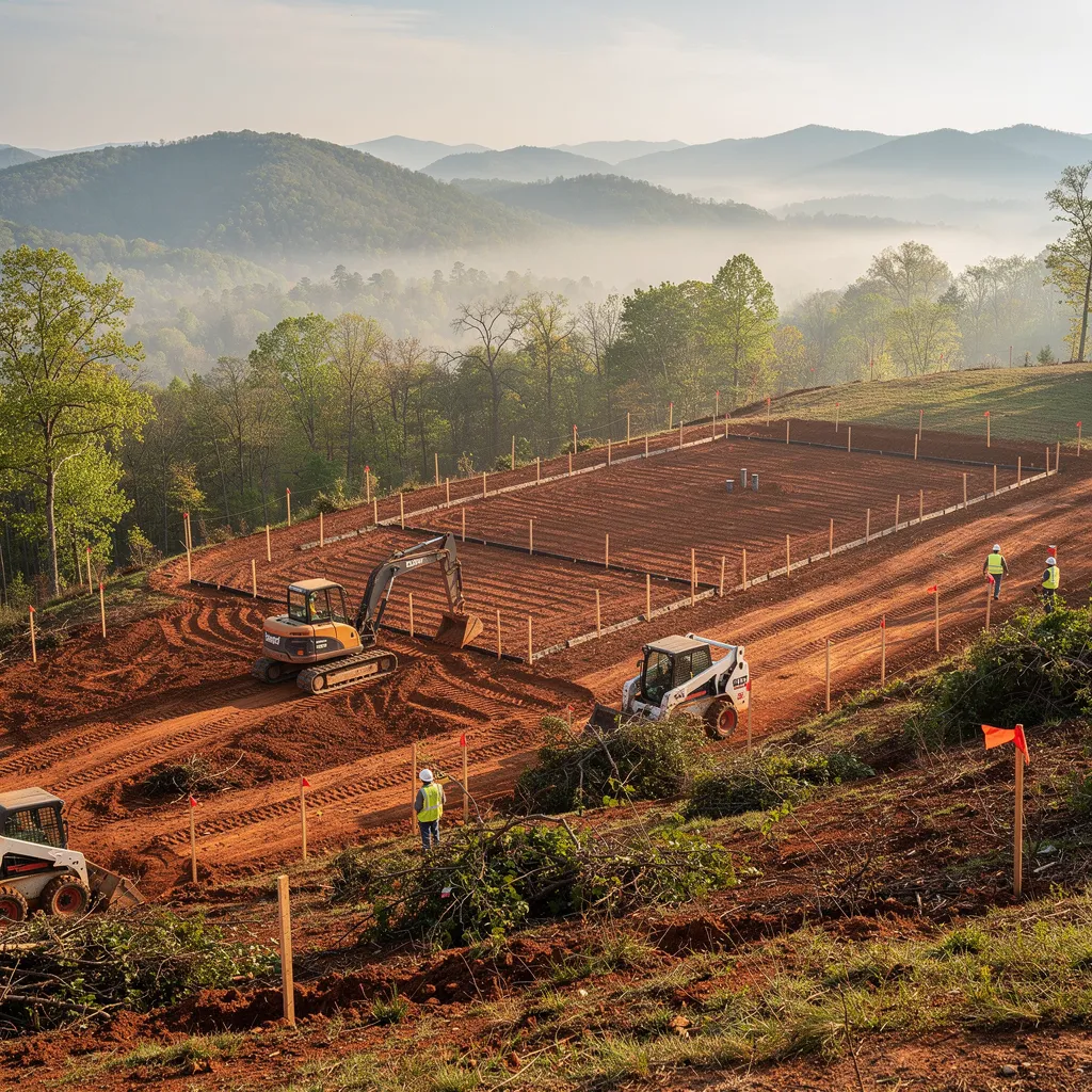Septic tank installation in Gilmer County covers site preparation, soil excavation, tank placement, drain field